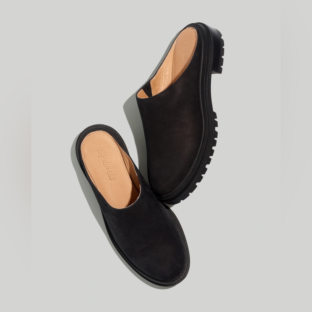 Madewell The Bradley Lugsole Mule Nubuck in True Black